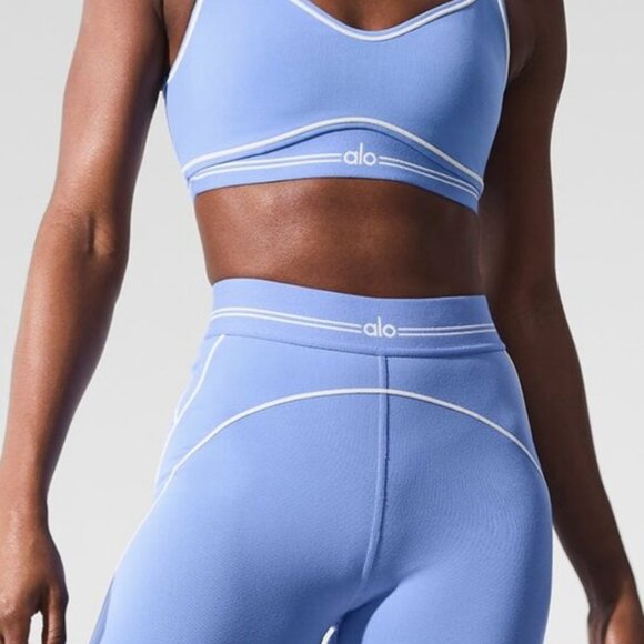 ALO Yoga Pants - Alo Yoga Airbrush Heart Throb Bra and Legging Set Blue